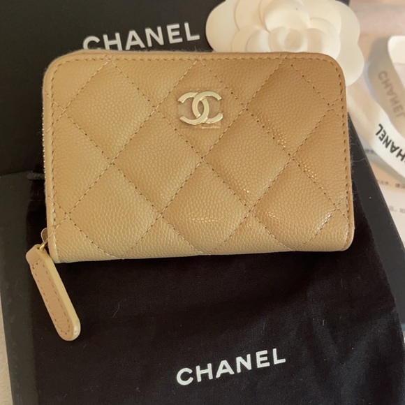 Chanel GHW Caviar Quilted Classic Beige Zipped Coin Card Holder Wallet BNIB - Picture 5 of 10